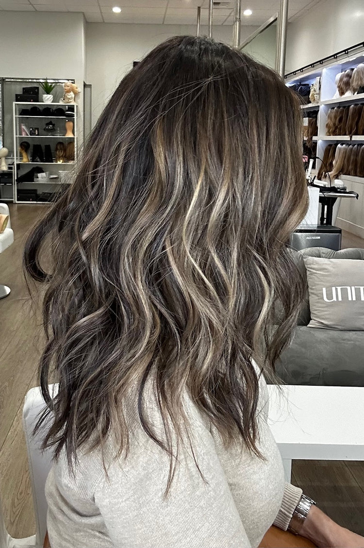 20" Luxe Silk Top Wig #2 Neutral Dark Brown w/ Balayage Color Service