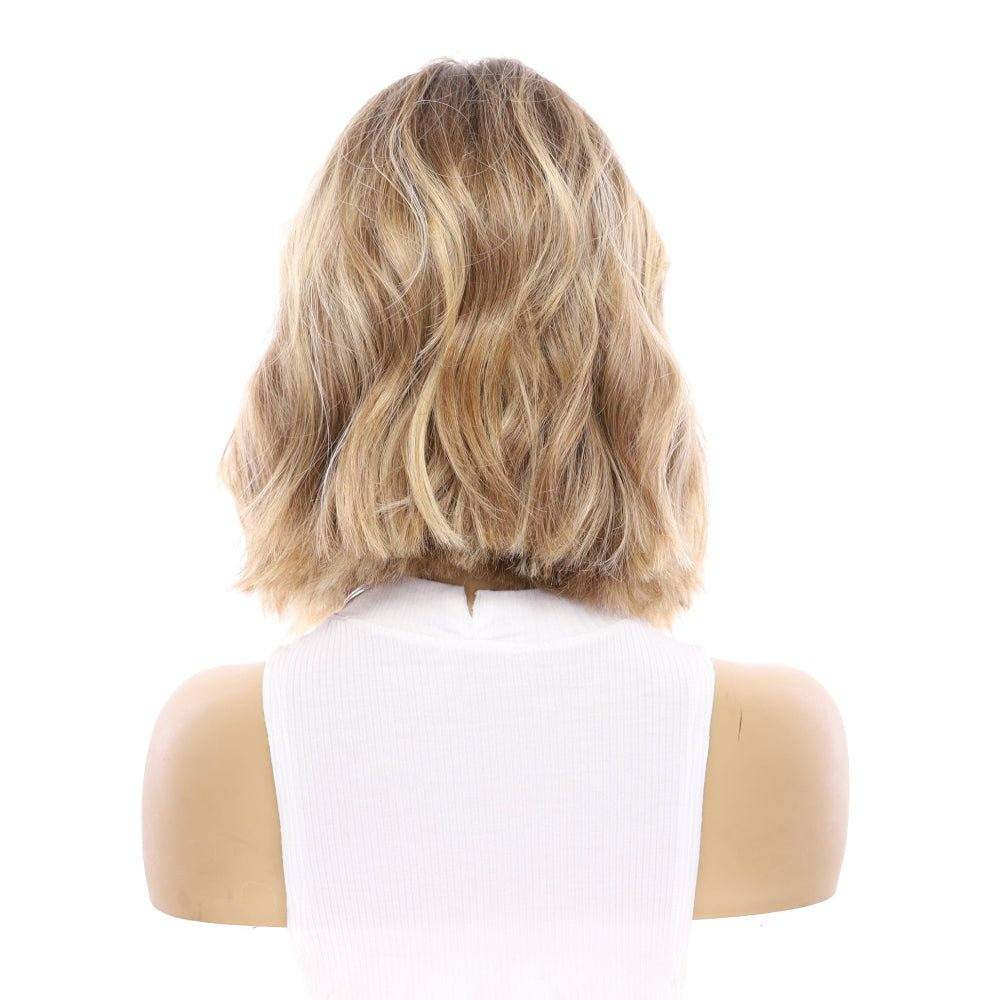 12" Divine Luxe Lace Top Wig Light Brown w/ Blonde Balayage, Face Framing & Partial Rooting