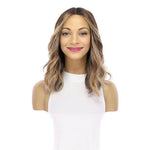 16" Divine Luxe Lace Top Wig #Dark Brown w/ Honey Balayage & Face Framing Wavy