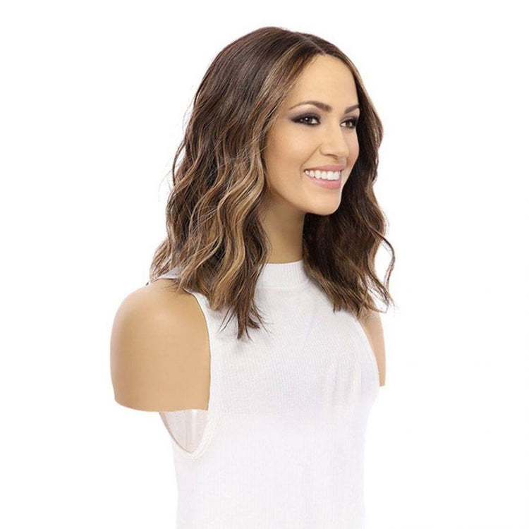 16" Divine Lace Top Wig Dark Brown Balayage w/ Money Pieces Wavy