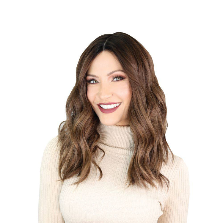 19" Nicole Silk Top Wig Medium Brown Babylight w/ Rooting