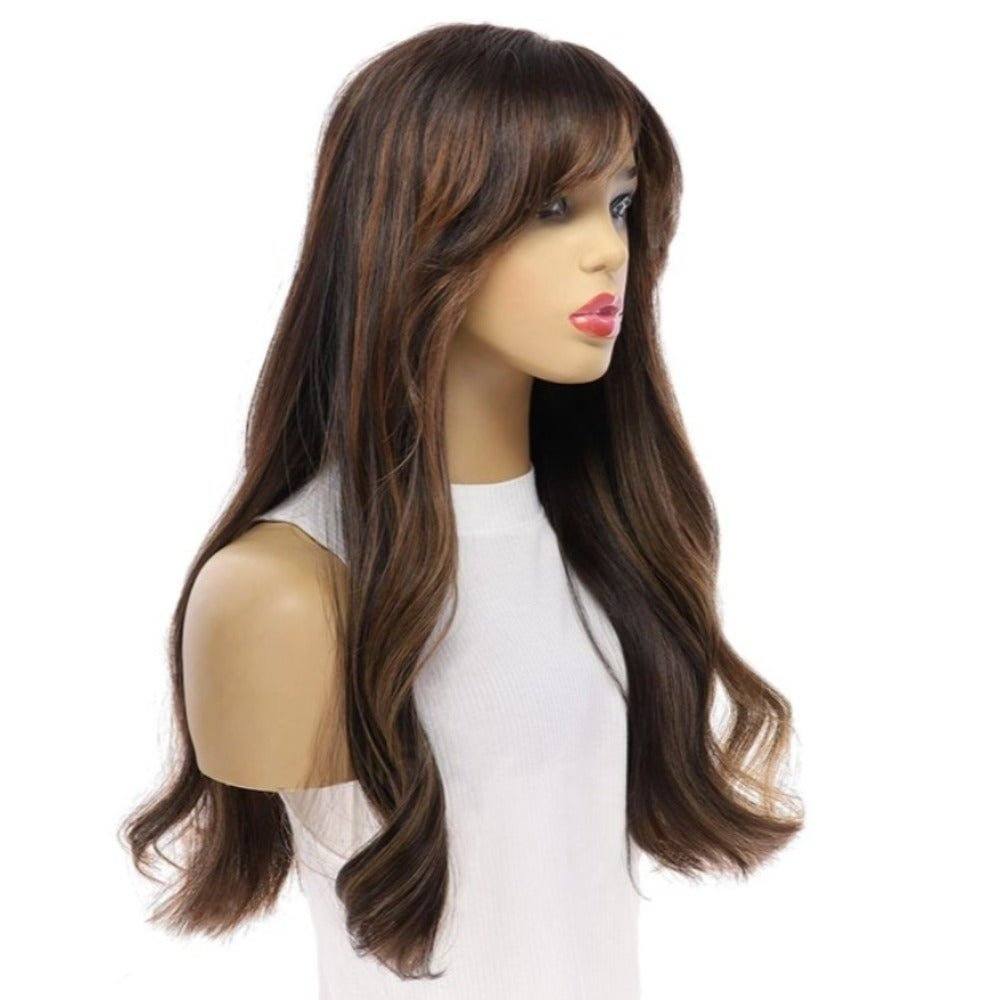 24 Divine Luxe Lace Top Wig 1B Black Balayage &Curtain Bang
