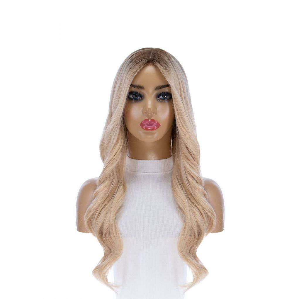 26" Ponytail Silk Top Wig Platinum Blonde