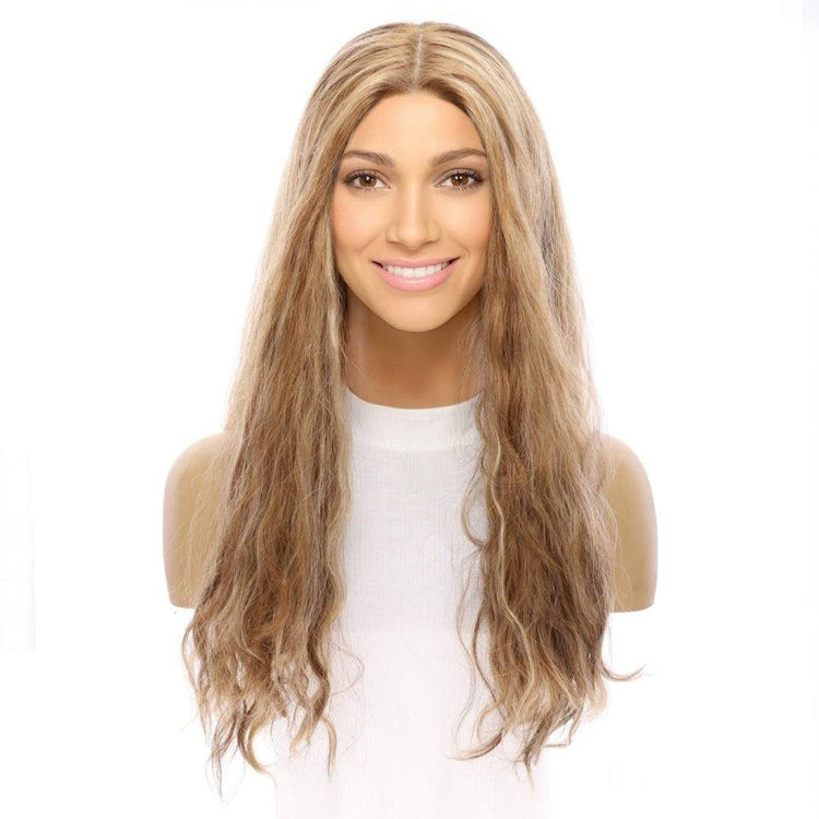 26" Ponytail Silk Top Wig Medium Blonde Wavy