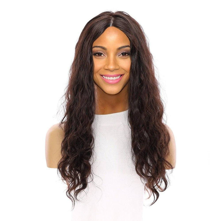 26" Ponytail Silk Top Wig Natural Black Wavy