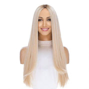 26" Ponytail Silk Top Wig Platinum Blonde