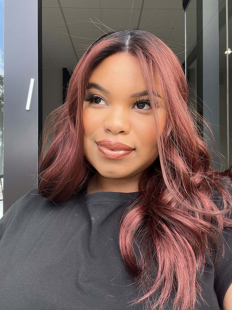 22" Reese Silk Top Wig Merlot Red w/ Full Rooting