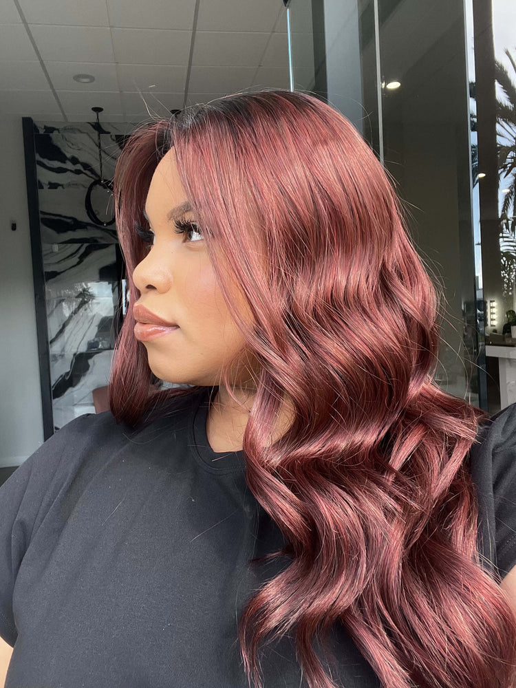 22" Reese Silk Top Wig Merlot Red w/ Full Rooting