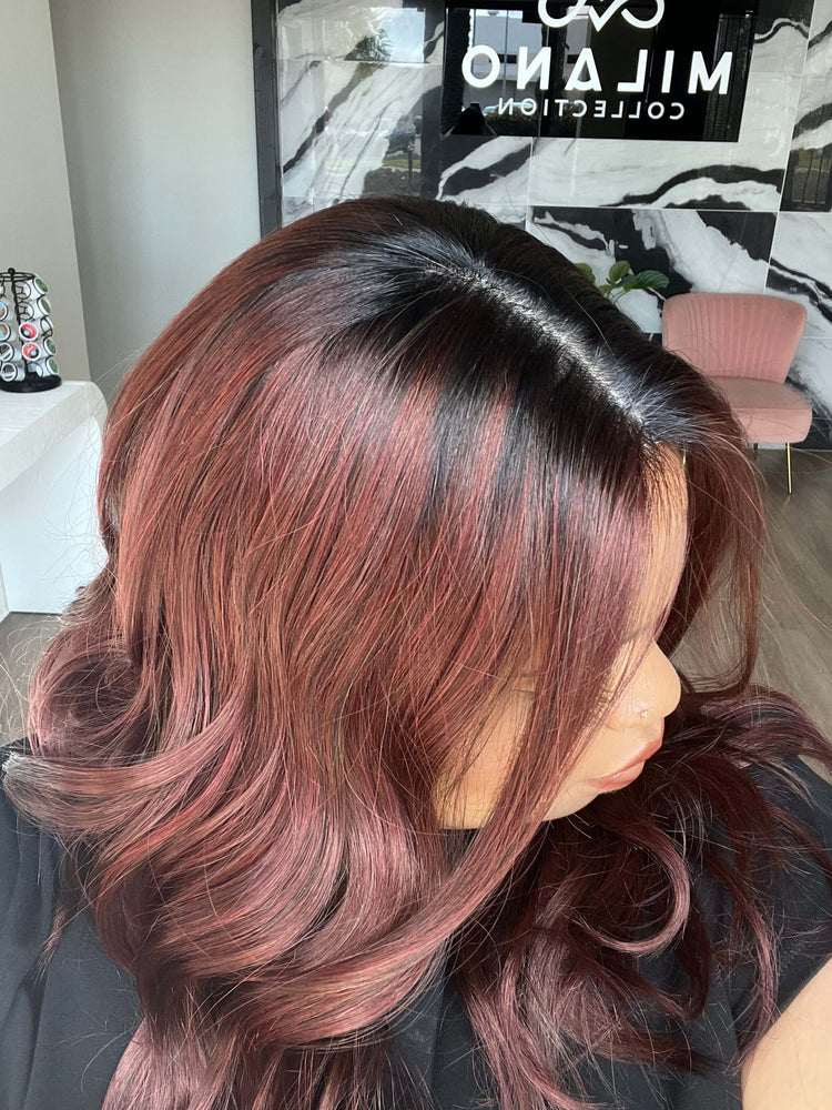 22" Reese Silk Top Wig Merlot Red w/ Full Rooting