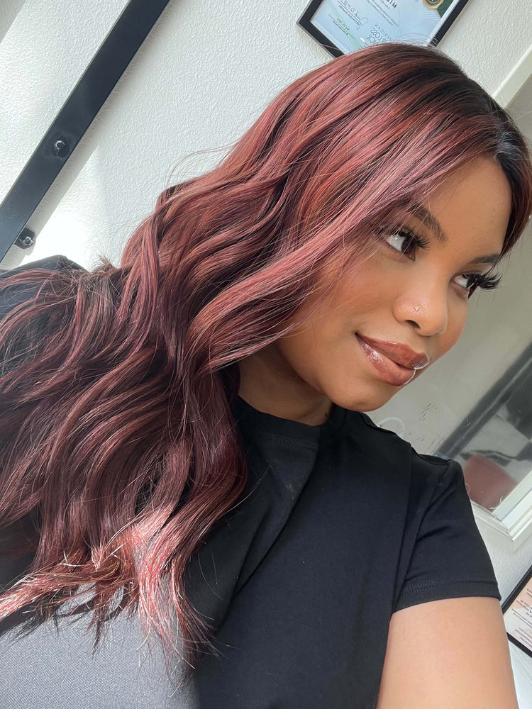 22" Reese Silk Top Wig Merlot Red w/ Full Rooting
