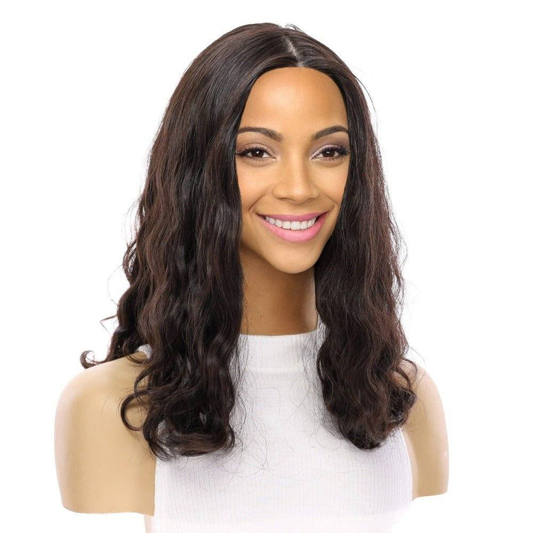 19" Nicole Silk Top Wig Soft Black Wavy