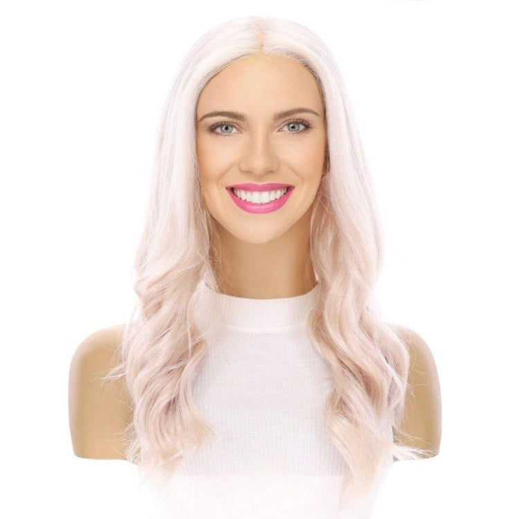 22" Ponytail Silk Part Wig Ice Blonde