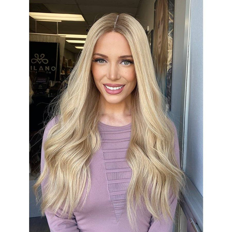 24" Divine Lace Top Wig Golden Blonde w/ Rooting Color Service