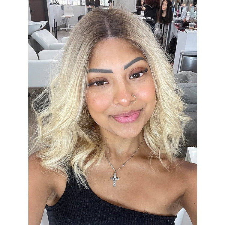 16" Divine Lace Top Wig Platinum Blonde w/ Rooting