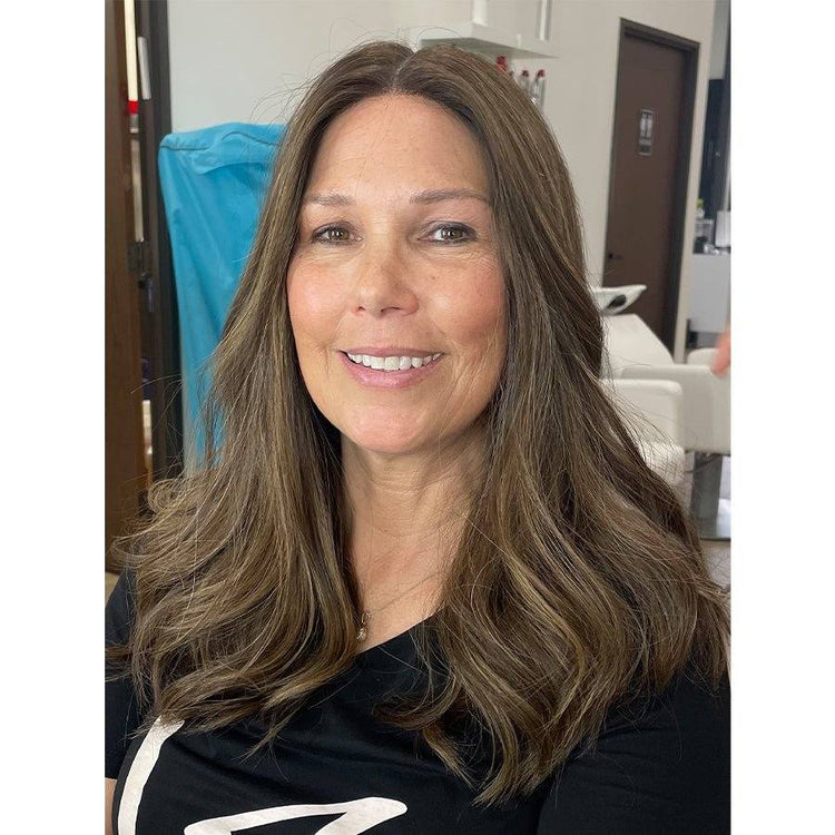 20" Divine Lace Top Wig Dark Brown w/ Highlights