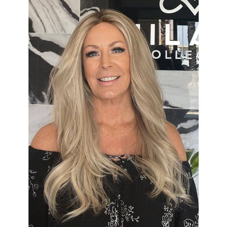 24" Gisele Silk Top Wig Ice Blonde w/ Reverse Balayage