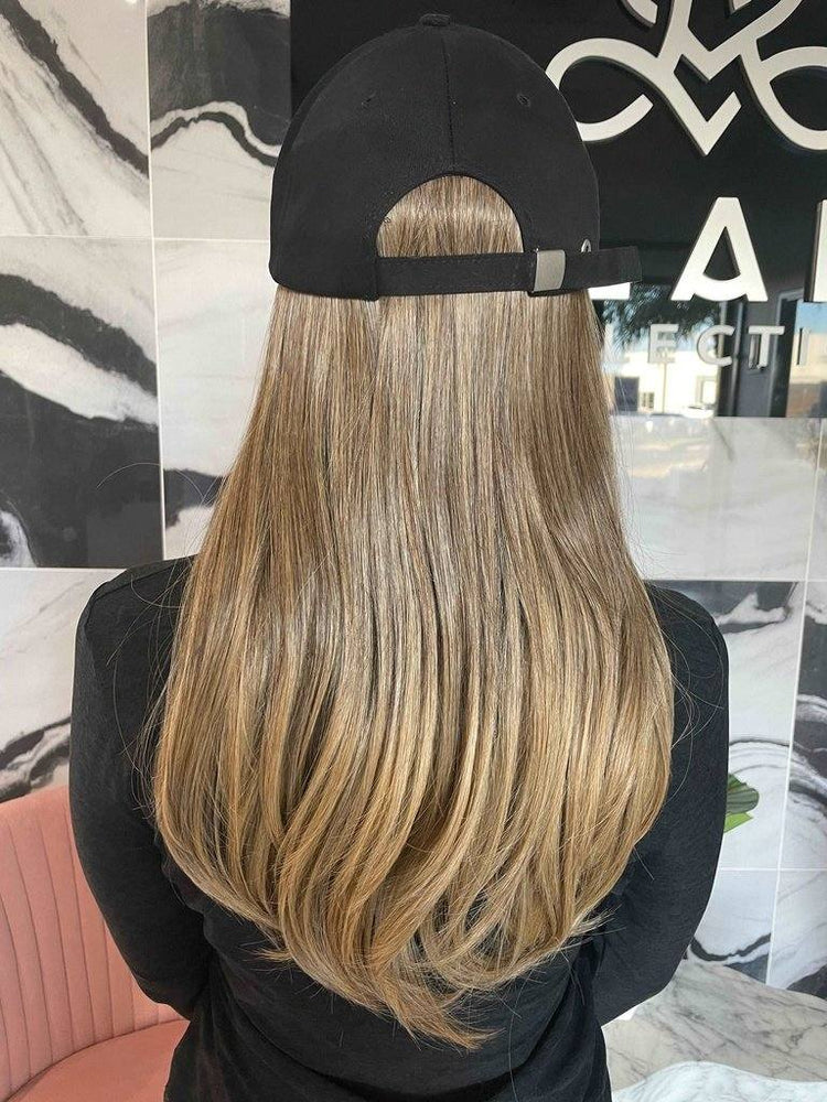 Chic Hat with Hair Blond Ombre