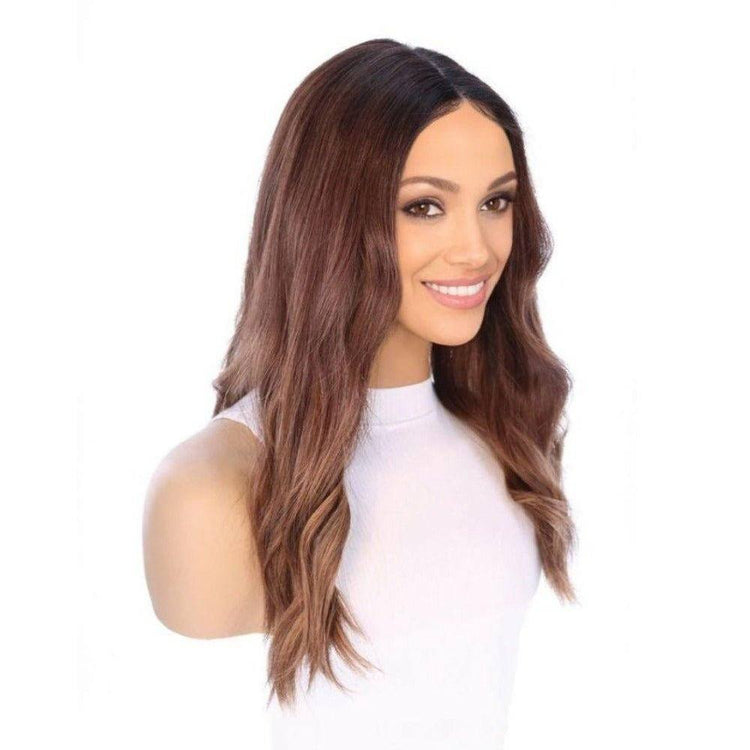 20" Divine Lace Top Wig Medium Brown Balayage w/ Rooting