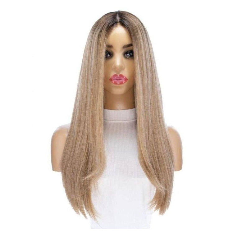 24" Gisele Silk Top Wig Ash Blonde w/ Rooting