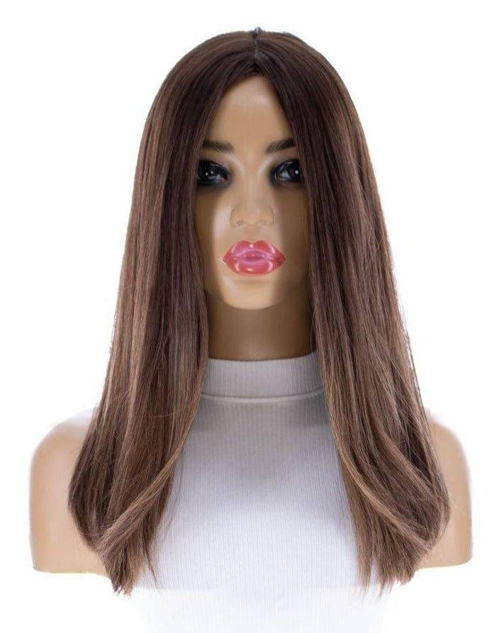 19" Nicole Silk Top Wig Medium Brown Balayage