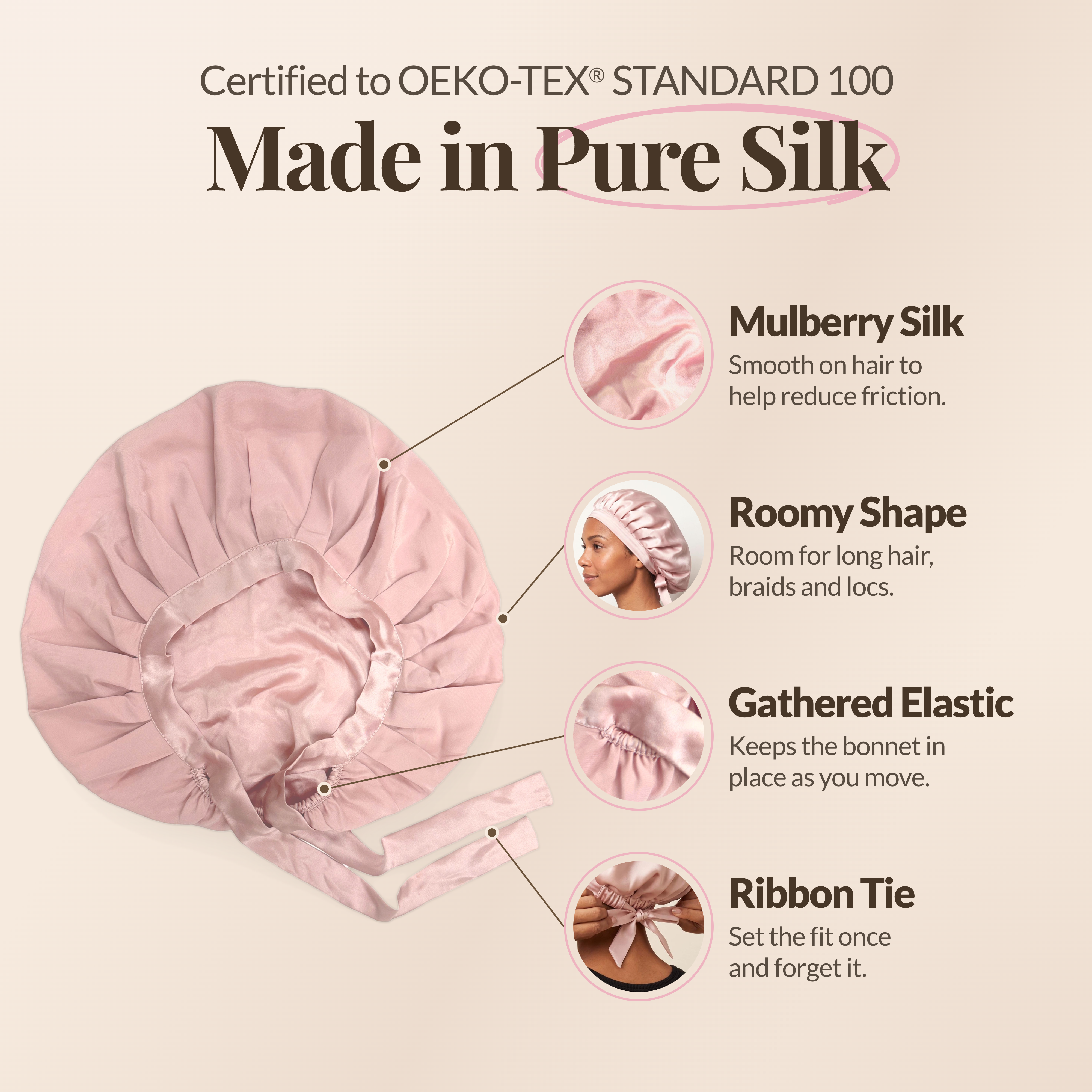 100% Mulberry Silk Sleeping Bonnet