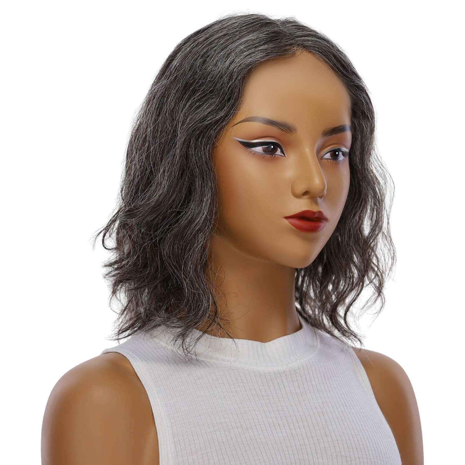 12" Divine Lace Top Wig Grey B (More Grey) Wavy