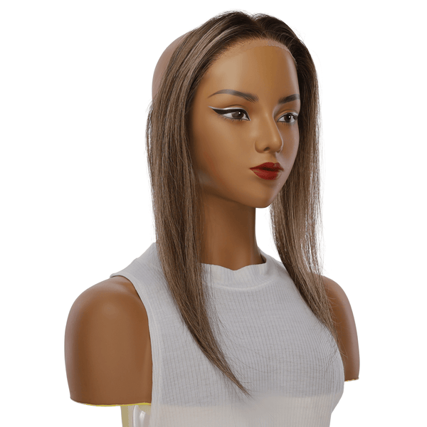 12" Hairline Topper #Medium Brown w/ Highlights