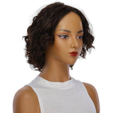 12" Luxe Pixie Silk Top Wig #4 Dark Brown Wavy