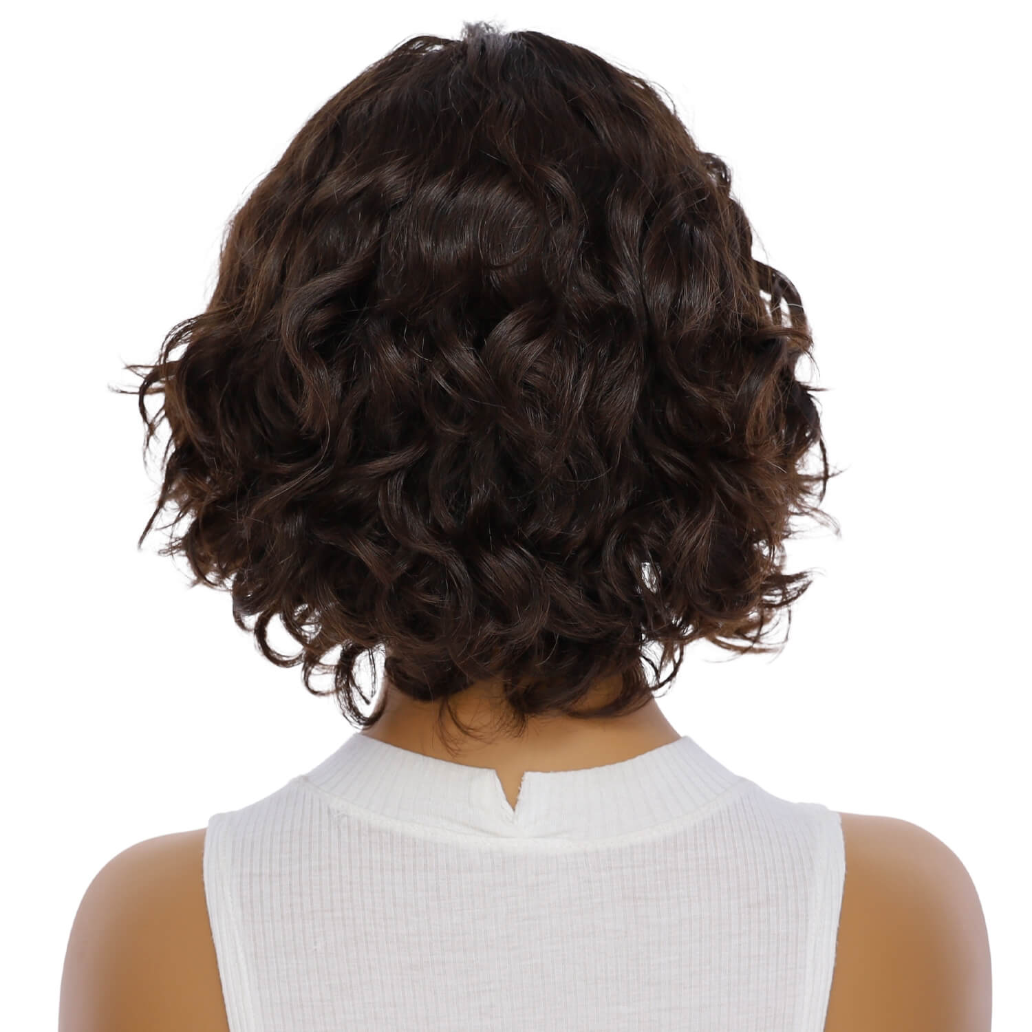 12" Luxe Pixie Silk Top Wig #4 Dark Brown Wavy