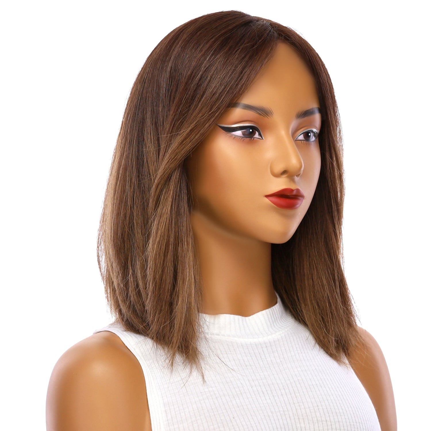 13" Victoria Silk Top Wig Medium Brown Balayage