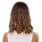 14" Emerald Silk Top Topper Medium Brown Balayage Wavy