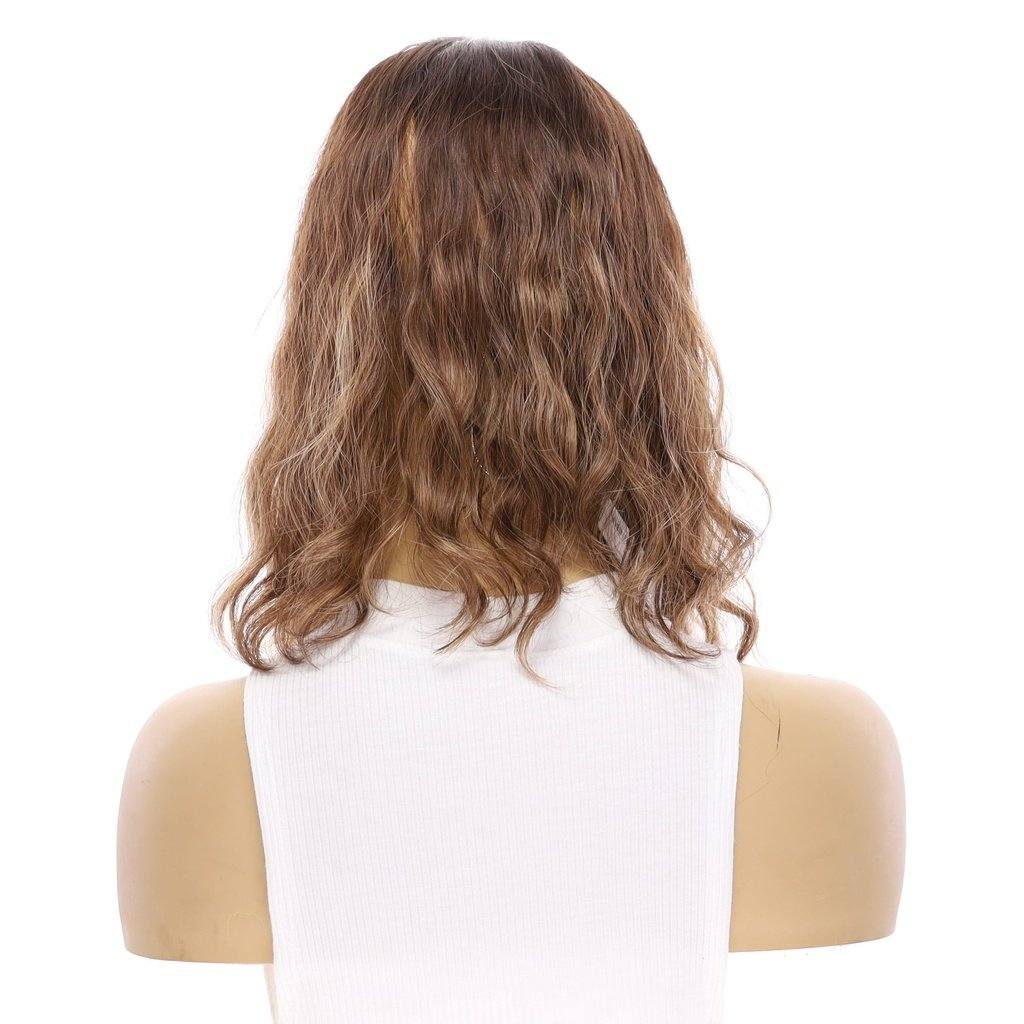 14" Topaz Lace Top Topper Medium Brown Balayage Wavy