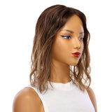 14" Topaz Lace Top Topper Medium Brown Balayage Wavy
