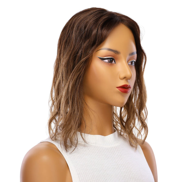 14" Topaz Lace Top Topper Medium Brown Balayage Wavy