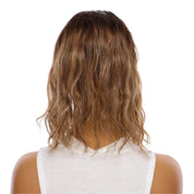 14" Topaz Lace Top Topper Medium Brown Balayage Wavy