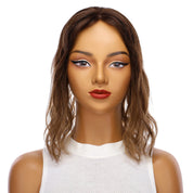 14" Topaz Lace Top Topper Medium Brown Balayage Wavy