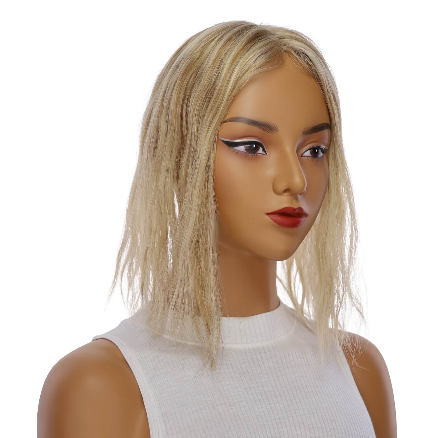 14" Topaz Lace Top Topper Ash Blonde w/ No Rooting Wavy