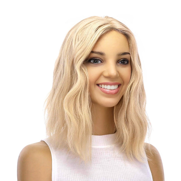 14" Emerald Silk Top Topper Beige Blonde w/ No Rooting Wavy