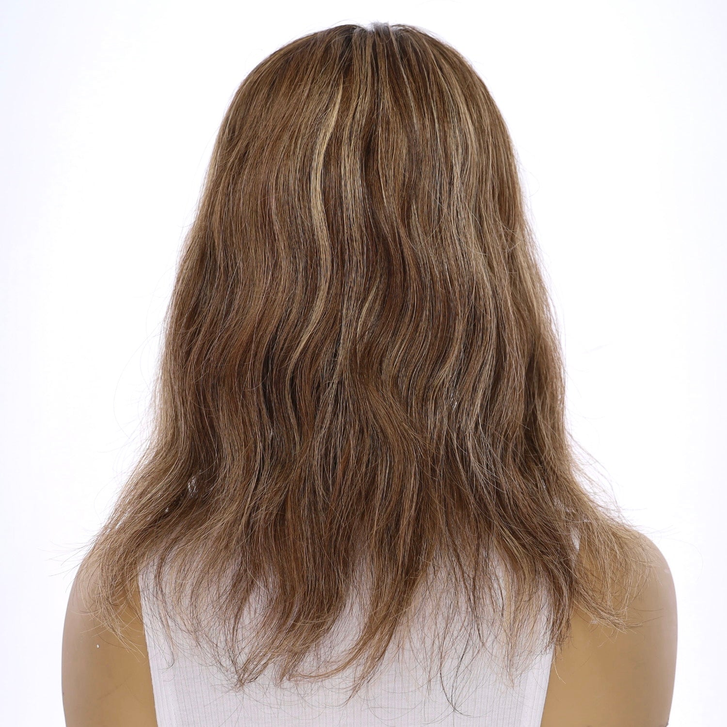 14" Topaz Lace Top Topper Medium Brown w/ Highlights Wavy