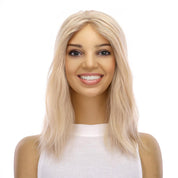 14" Topaz Lace Top Topper Platinum Blonde w/ No Rooting Wavy