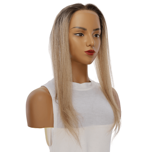 16" Hairline Topper #Ashy Blonde w/ Highlights