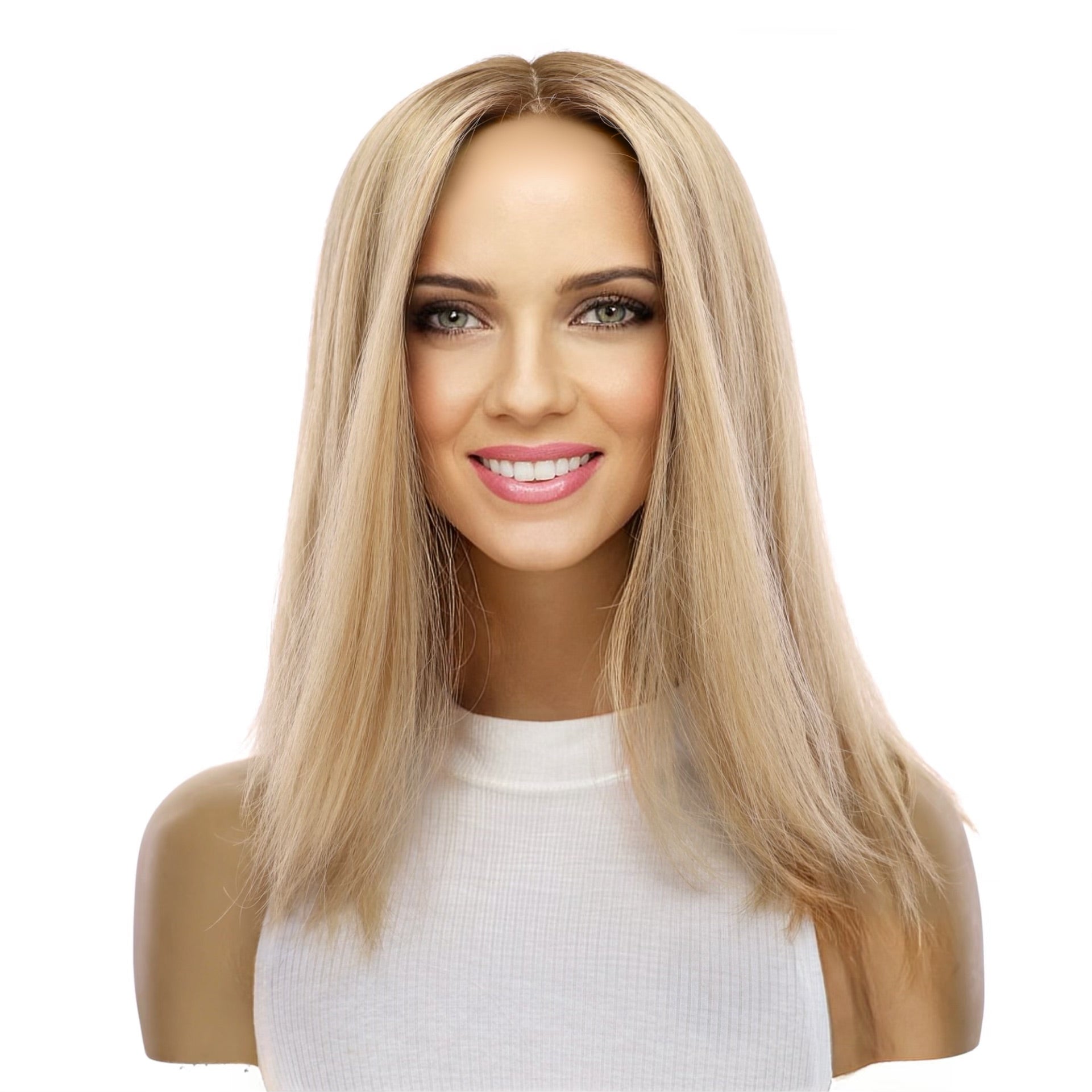 16" Ponytail Silk Part Wig Golden Blonde