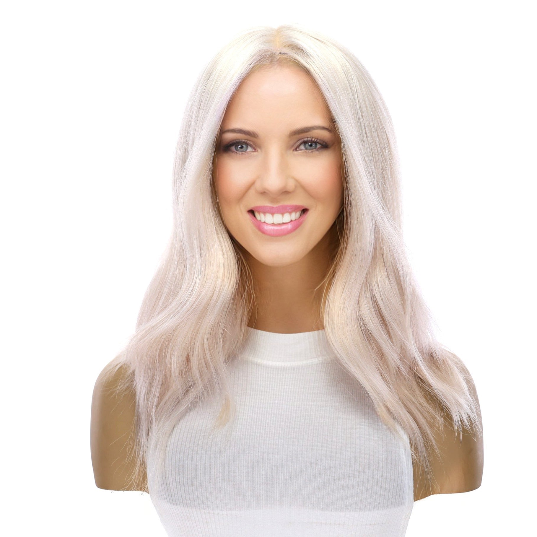 16" Ponytail Silk Part Wig Ice Blonde