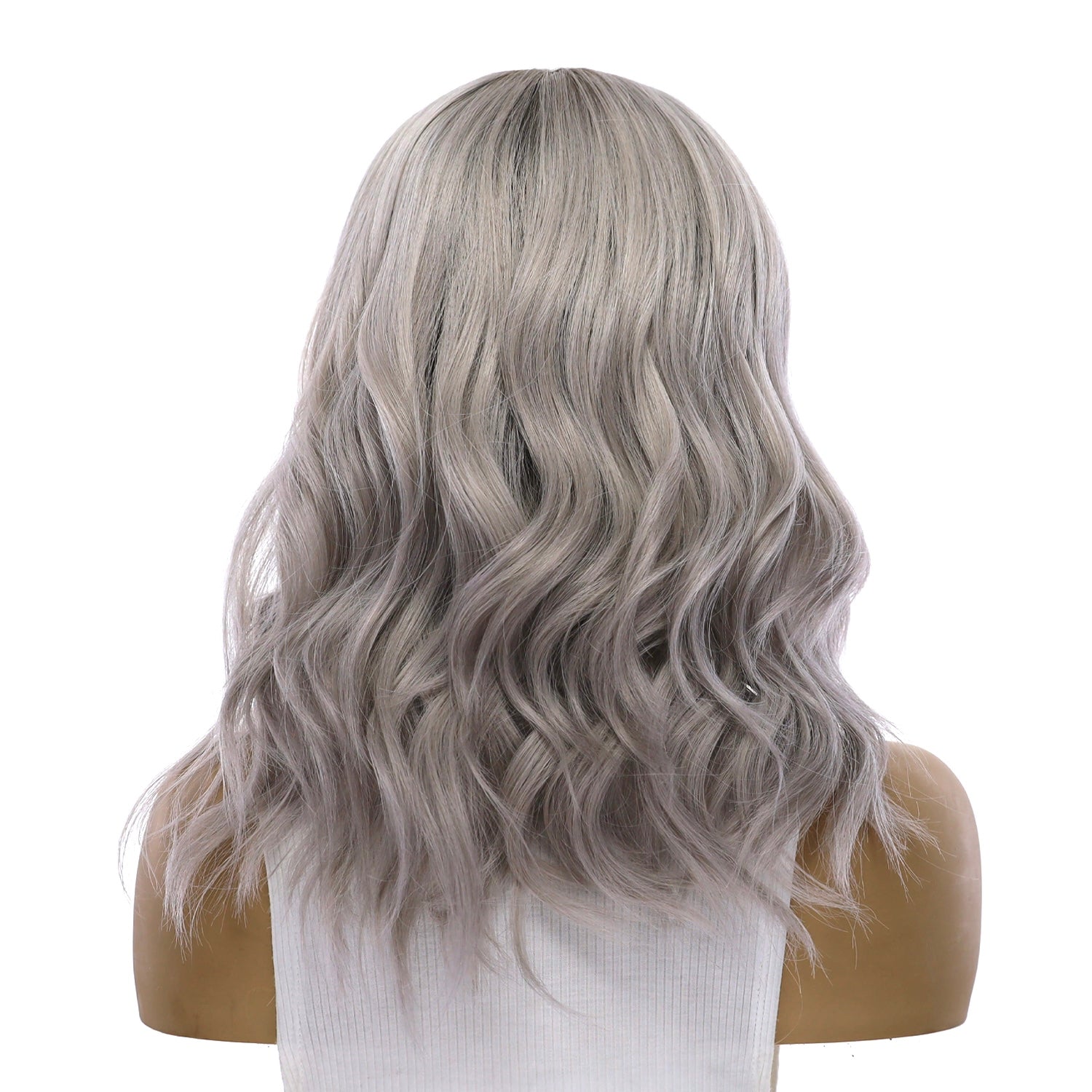 16" Ponytail Silk Part Wig Silver Smoke