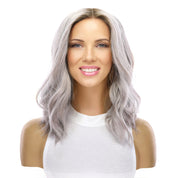 16" Ponytail Silk Part Wig Silver Smoke