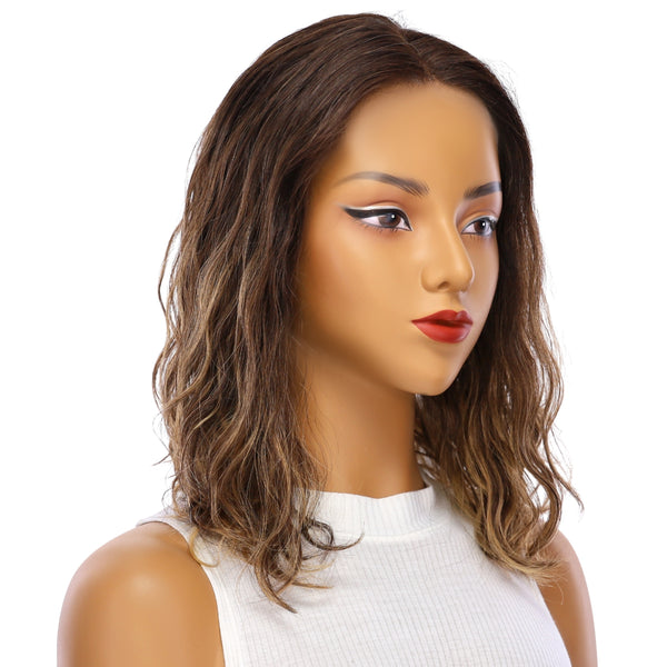 16" Divine Lace Top Topper Dark Brown Balayage Wavy