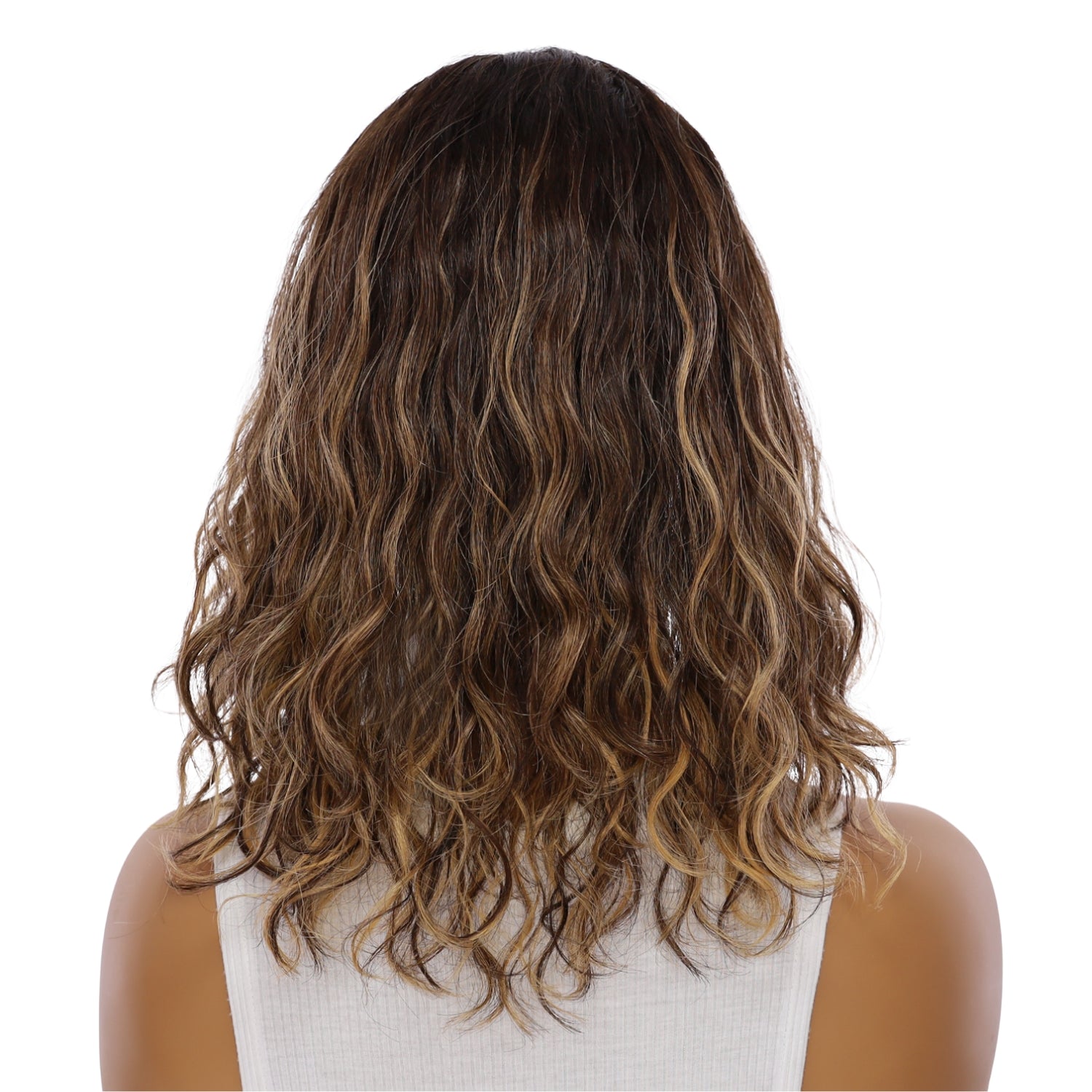 16" Divine Lace Top Topper Dark Brown Balayage Wavy