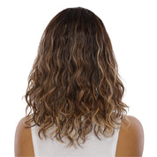 16" Divine Lace Top Topper Dark Brown Balayage Wavy