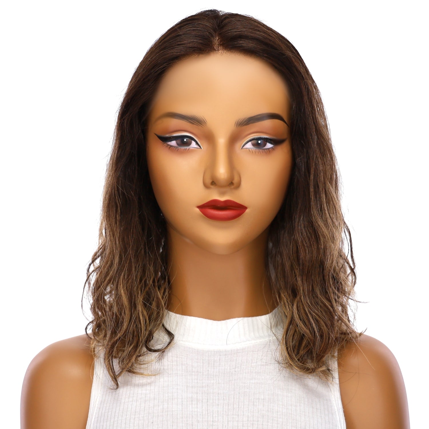 16" Divine Lace Top Topper Dark Brown Balayage Wavy