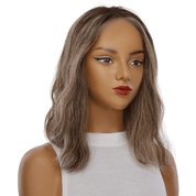 16" Divine Lace Top Topper Medium Brown w/ Highlights Wavy